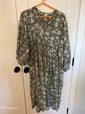 House of Sundar Green Floral Tiered Midi Maxi Dress Size L